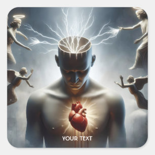 Fantasie Niedliche Hirnherz-Beleuchtung Quadratischer Aufkleber