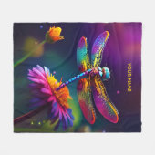 Fantasie Niedliche Libelle mit Blume Fleecedecke (Vorderseite (Horizontal))