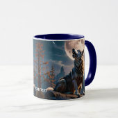 Fantasie Niedlicher Wolf heult auf den Mond Tasse (VorderseiteRechts)