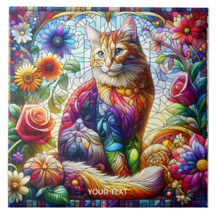Fantasie Niedliches Glas gequiltete Katze Fliese