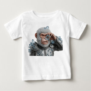 Fantasie-Panzer-Affen-Krieger inspiziert einen bla Baby T-shirt