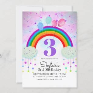 Fantasie-Partyballons Regenbogen Sterne Geburtstag Einladung