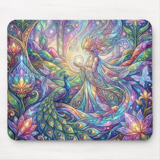 Fantasie-Pfau-Gel-Mauspad Mousepad (Vorne)