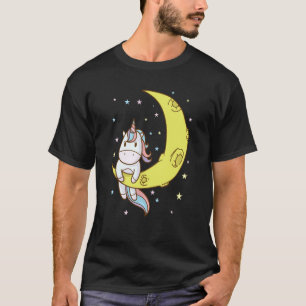 Fantasie Pferd Einhorn auf dem Halbmond T-Shirt