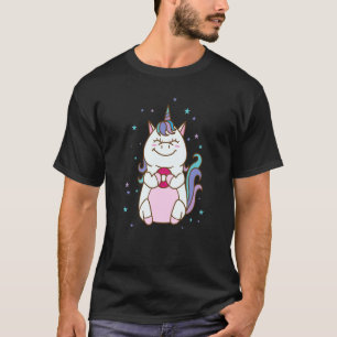 Fantasie-Pferd Einhorn das einen Donut isst T-Shirt