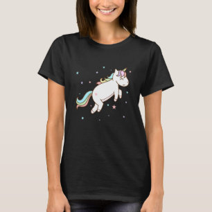 Fantasie Pferd Einhorn Springen mit Farbiger Schwa T-Shirt