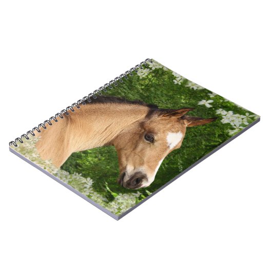 Fantasie-Pferde: Blumen Notizblock (Linke Seite)