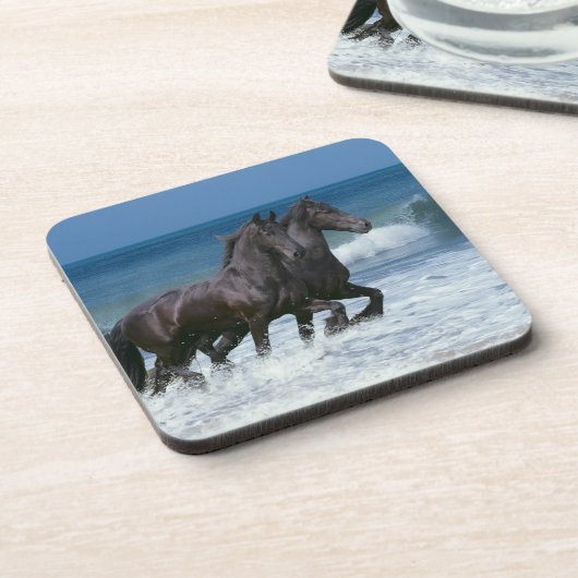 Fantasie-Pferde: Friesische Rinder u. Meer Getränkeuntersetzer (Linke Seite)