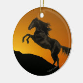 Fantasie-Pferde: Gebirgssonnenuntergang Keramik Ornament (Links)