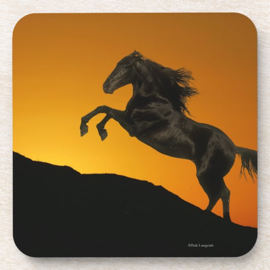 Fantasie-Pferde: Gebirgssonnenuntergang Untersetzer (Vorderseite)