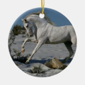 Fantasie-Pferde: Schnee-König Keramikornament (Vorne)