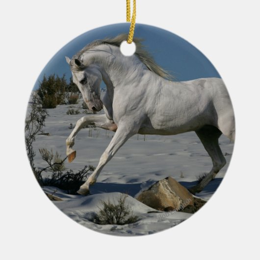 Fantasie-Pferde: Schnee-König Keramikornament (Vorne)