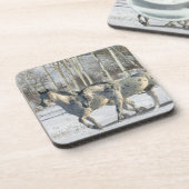 Fantasie-Pferde: Winter-Märchenland Getränkeuntersetzer (Linke Seite)