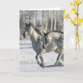 Fantasie-Pferde: Winter-Märchenland Karte (Gelbe Blume)