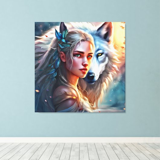 Fantasie- Premium Wrapped Canvas (Glanz) Leinwanddruck (Insitu (Holzboden))