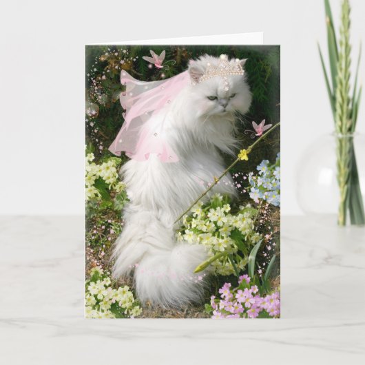 FANTASIE-PRINZESSIN CAT IN FLOWER GARDEN KARTE (Vorderseite)