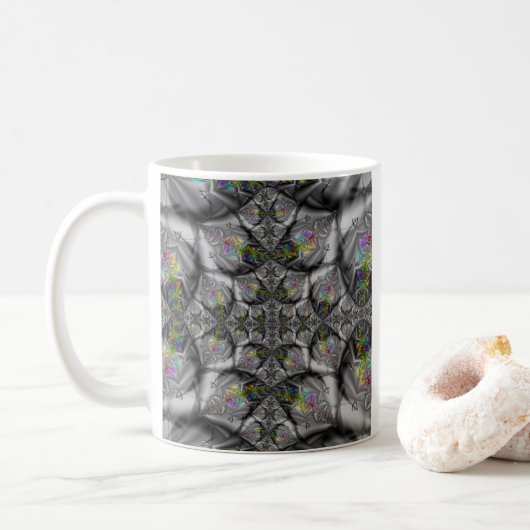 Fantasie | Rainbow Fraktal Art Kaffeetasse (Mit Donut)