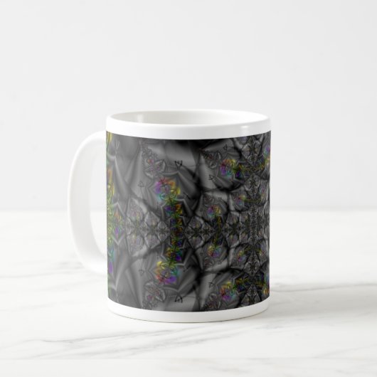 Fantasie | Rainbow Fraktal Art Wrap Kaffeetasse (Vorderseite Links)