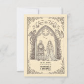 Fantasie-Ritter-Drache-Gotische Hochzeit Save The Date (Vorderseite)