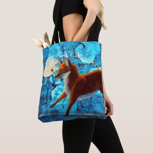 Fantasie rote Kitsune Fox-Illustration Tasche (Von Nahem)