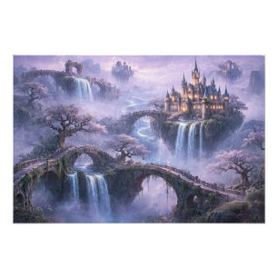 Fantasie-Schloss Surreal Landschaft Lavendelblau Fotodruck