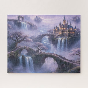 Fantasie-Schloss Surreal Landschaft Lavendelblau Puzzle