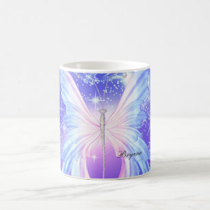 Fantasie Schmetterling Pink & Lila Glanz Kaffeetasse