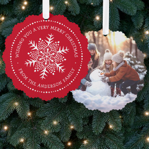 Fantasie-Schneeflocken-Punkt-Rahmen rot Ornament Karte