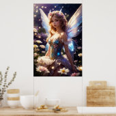 Fantasie Schöne Blumenfee Poster (Küche)