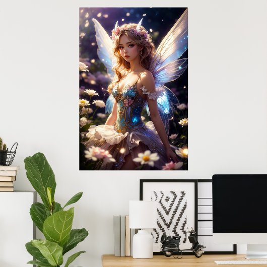 Fantasie Schöne Blumenfee Poster (Heimbüro)