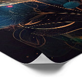 Fantasie, schöner Löwe mit Blume KI-Kunst Poster (Ecke)