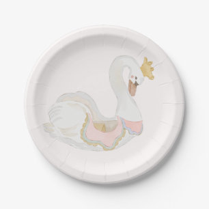 Fantasie-Schwan-Baby-Shower-Teller Pappteller