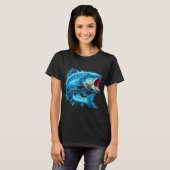 Fantasie springender Fisch mit Wasser T-Shirt (Vorne ganz)