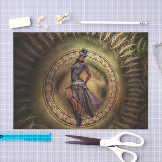 Fantasie Steampunk Dame B Seidenpapier (Handwerk)
