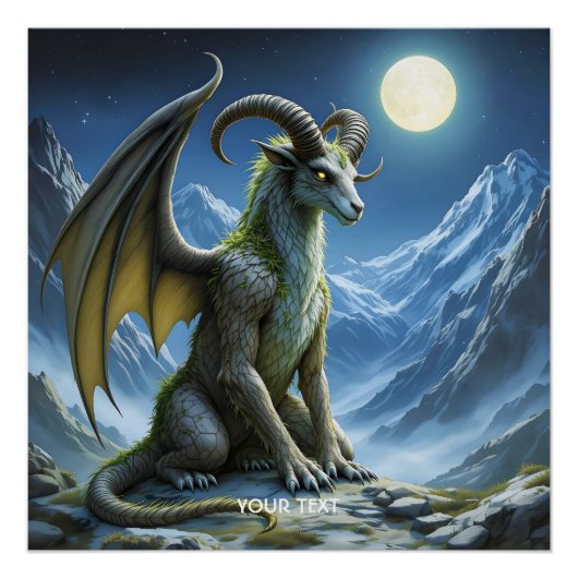 Fantasie Süß Fabelhaft Widder Drache Poster (Vorderseite)