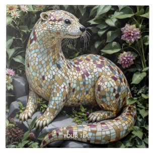 Fantasie Süße Spielende Otter Skulptur Fliese