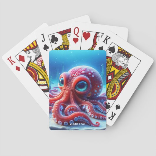 Fantasie Süßer Roter Meer-Oktopus Spielkarten (Rückseite)