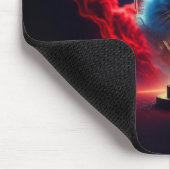 Fantasie Szene: Katze in einer Kugel mit Apfel Mousepad (Ecke)