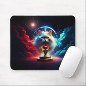 Fantasie Szene: Katze in einer Kugel mit Apfel Mousepad (Mit Mouse)