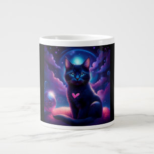 Fantasie Szene schwarzes Kätzchen schöne blaue Aug Jumbo-Tasse