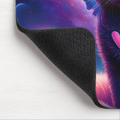 Fantasie-Szene schwarzes Kätzchen schöne blaue Aug Mousepad (Ecke)