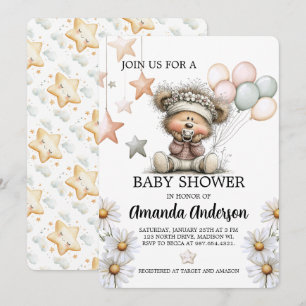 Fantasie-Teddybär-Baby-Shower-Einladung Feiertagskarte