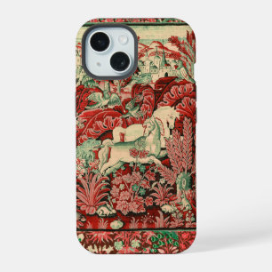 FANTASIE-TIERE,PFERDE,WALD Rot Grüne Floral iPhone 15 Hülle