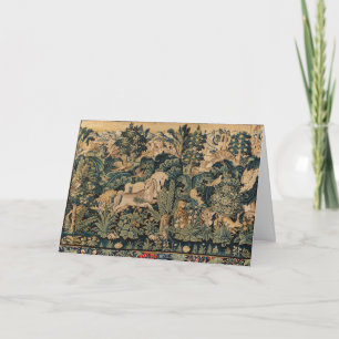 FANTASIE-TIERE,PFERDE,WALDGRÜN Blaue Grüne Blumenm Karte