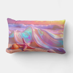 Fantasie-Traumstrand mit schöner rosa Seestern Lendenkissen