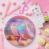 Fantasie-Traumstrand mit schöner rosa Seestern Pappteller (Party)