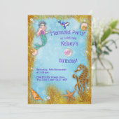 Fantasie unter dem Party der Meerjungfrau Einladung (Stehend Vorderseite)