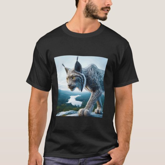 Fantasie Verdrahteter Luchs Wald T-Shirt (Vorderseite)