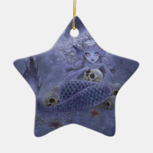 Fantasie-Verzierung - dunkle Meerjungfrau Keramik Ornament