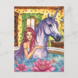 Fantasie von Mermiad und Unicorn Postkarte